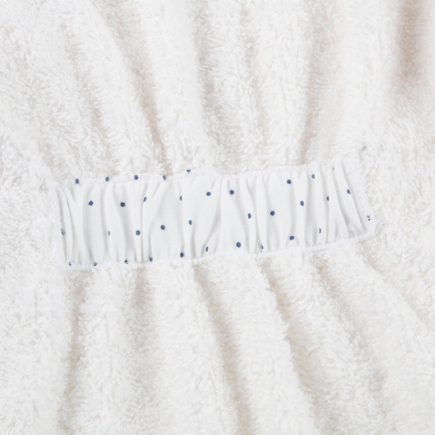 Girls White & Indigo Dots Cotton Hooded Robe