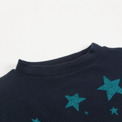 Girls Navy Blue Cotton Two Piece Sets