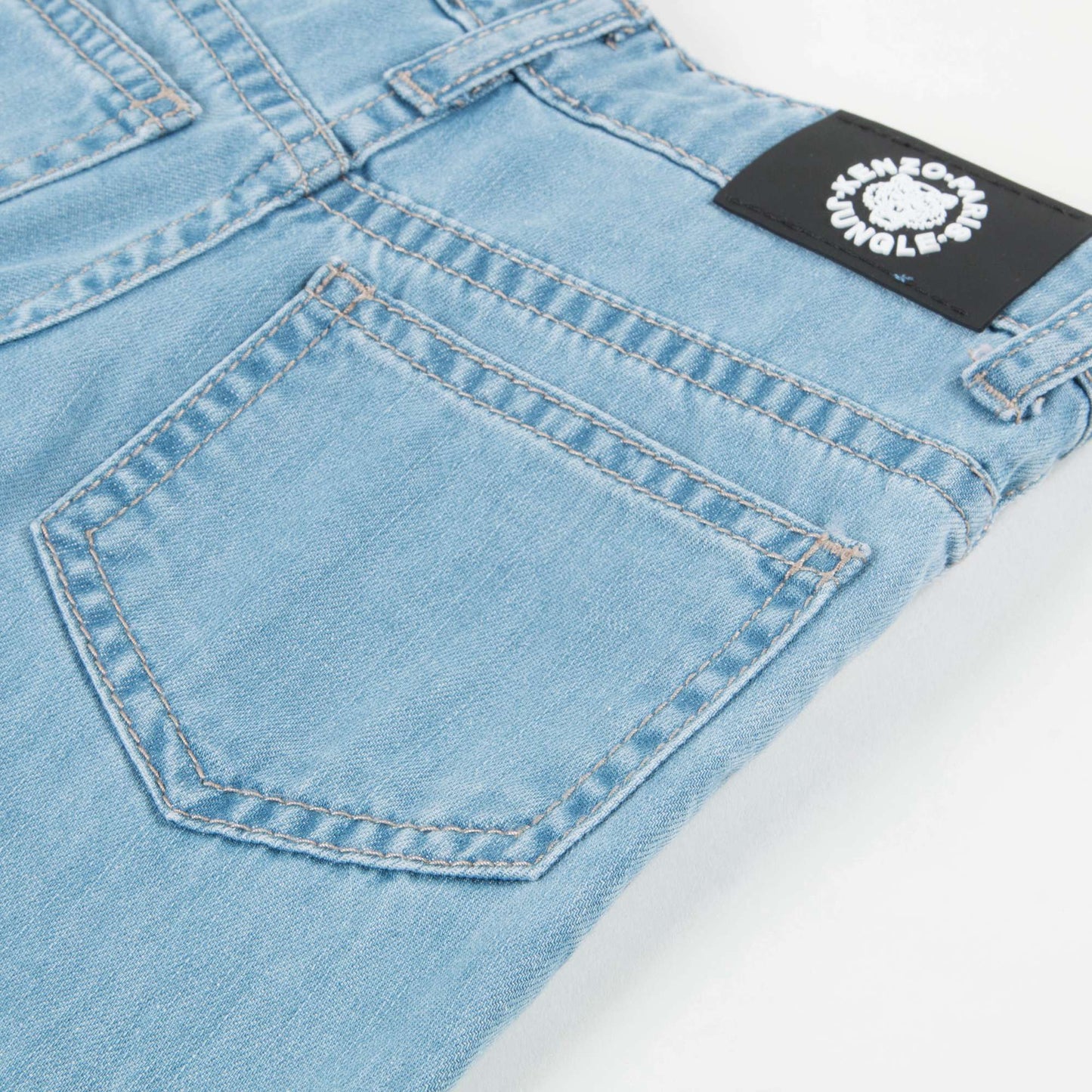 Girls Light Blue Cotton Denim Pantalon