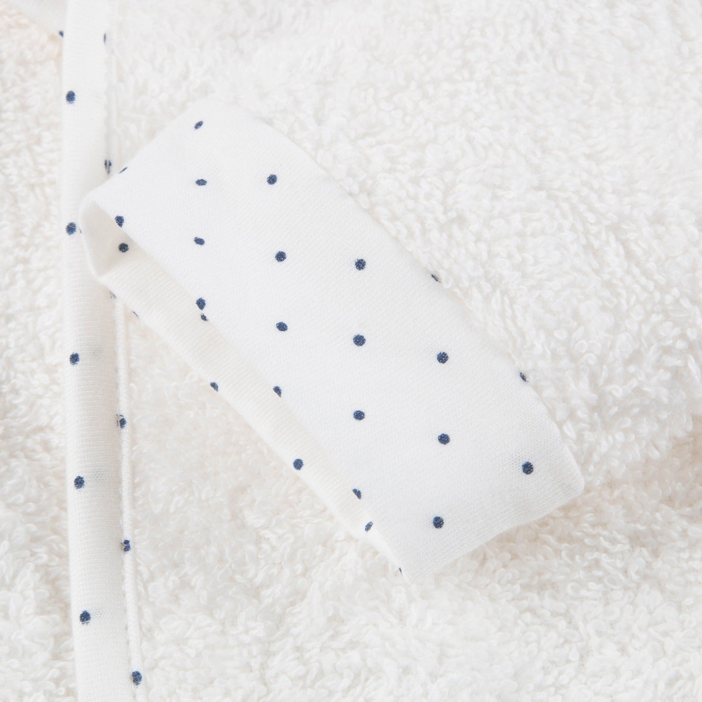 Girls White & Indigo Dots Cotton Hooded Robe