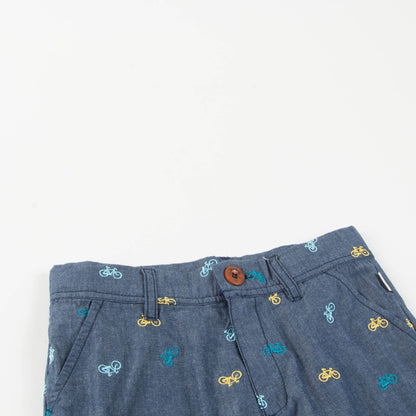 Boys Lndigo Printed Cotton Shorts