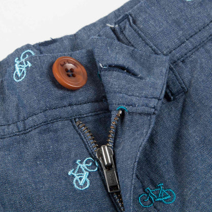 Boys Lndigo Printed Cotton Shorts