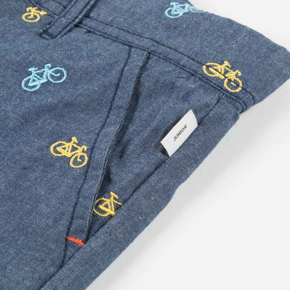 Boys Lndigo Printed Cotton Shorts