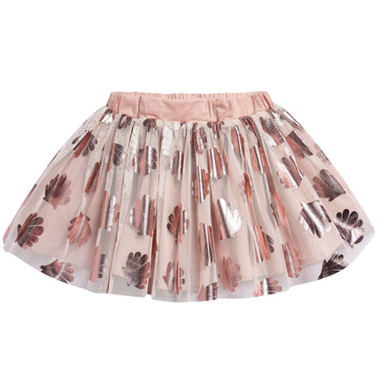 Girls Pink Flower Printed Skirt