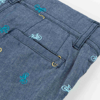 Boys Lndigo Printed Cotton Shorts