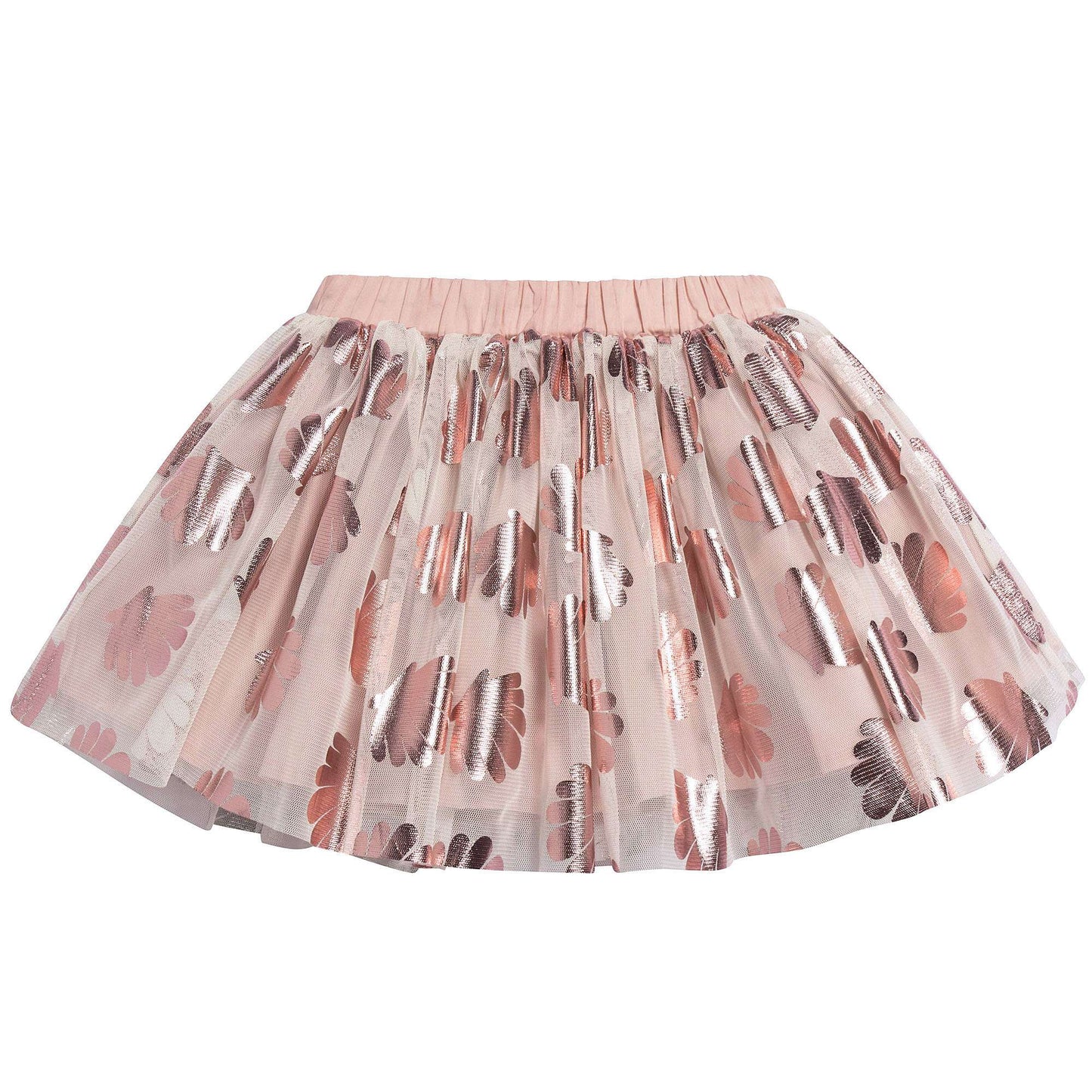 Girls Pink Flower Printed Skirt