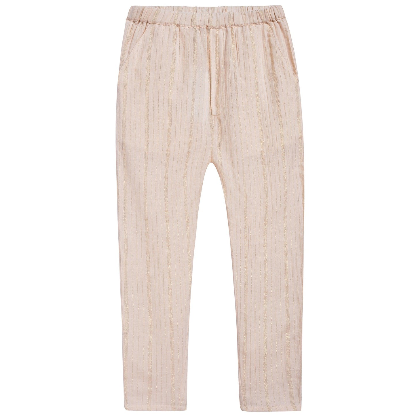 Girls Light Pink "Gold Lurex Stripes" Trousers