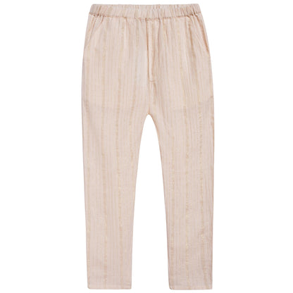 Girls Light Pink "Gold Lurex Stripes" Trousers