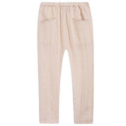 Girls Light Pink "Gold Lurex Stripes" Trousers