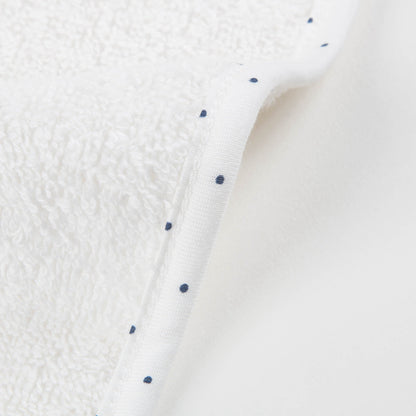 Girls White & Indigo Dots Cotton Toddler Hooded Towel