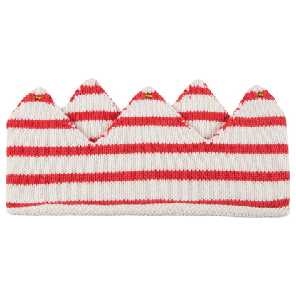 Baby Girls White & Red Stripes Cotton Crown