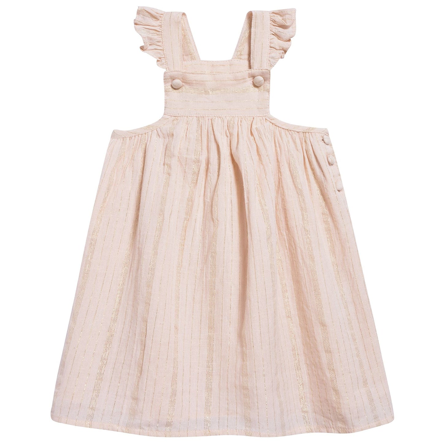 Girls Light Pink "Gold  Lurex  Stripes" Dress