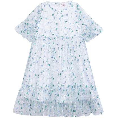 女童浅蓝色棉连衣裙