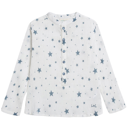 Girls White "Cotton  Crepe  Stars" T-shirt