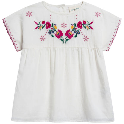 Girls Off  White Cotton Tunic