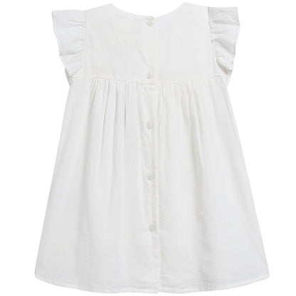 Baby Girls Off  White Cotton Dress