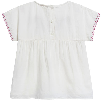 Girls Off  White Cotton Tunic