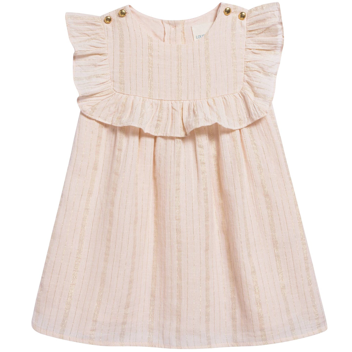 Baby Girls Light Pink "Gold  lurex  stripes" Cotton Dress