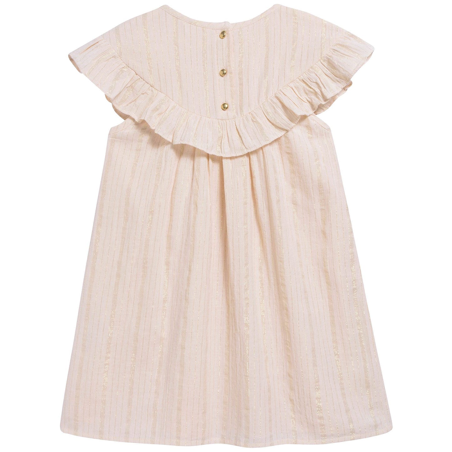 Girls Light Pink "Gold Lurex Stripes" Cotton Dress