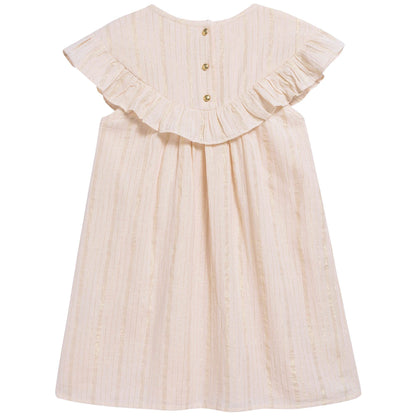 Girls Light Pink "Gold Lurex Stripes" Cotton Dress