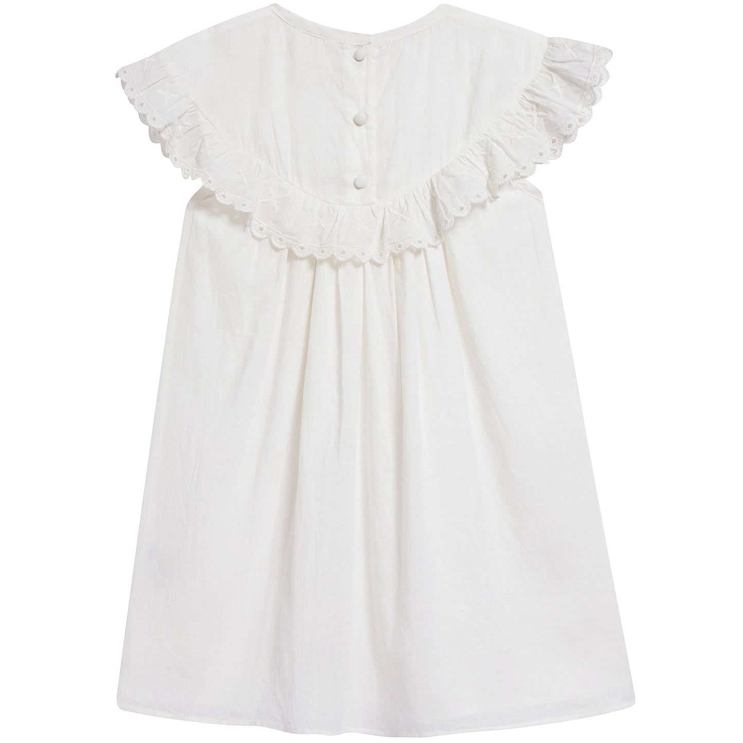 Girls Off White Cotton Dress
