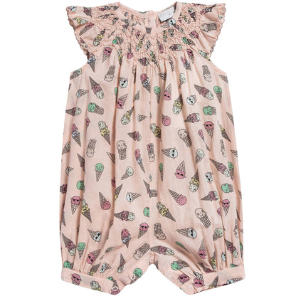 Baby Girls Pink Icecreams Printed Babysuit