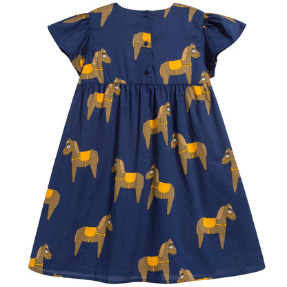 Girls Navy Donkey Organic Cotton Dress