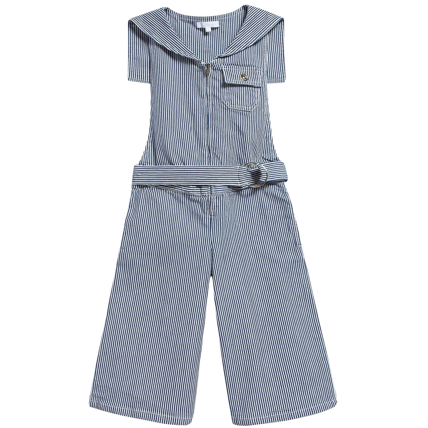 Girls Blue Striped Cotton Trousers