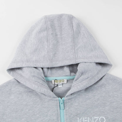 Girls Marl Grey Cotton Hooded Cardigan