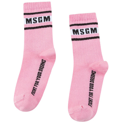 Girls White Logo Cotton Socks