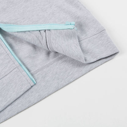Girls Marl Grey Cotton Hooded Cardigan