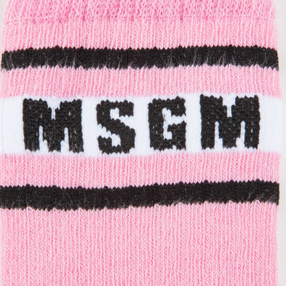 Girls White Logo Cotton Socks