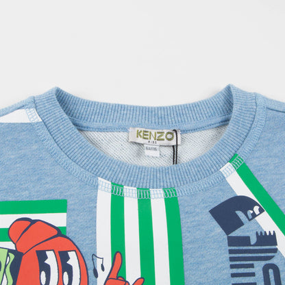 Boys Marl Light Blue Cotton Sweater