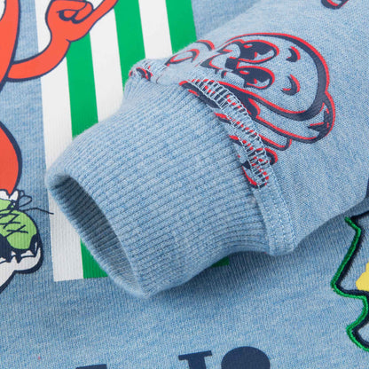 Boys Marl Light Blue Cotton Sweater