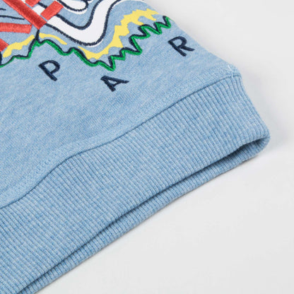 Boys Marl Light Blue Cotton Sweater