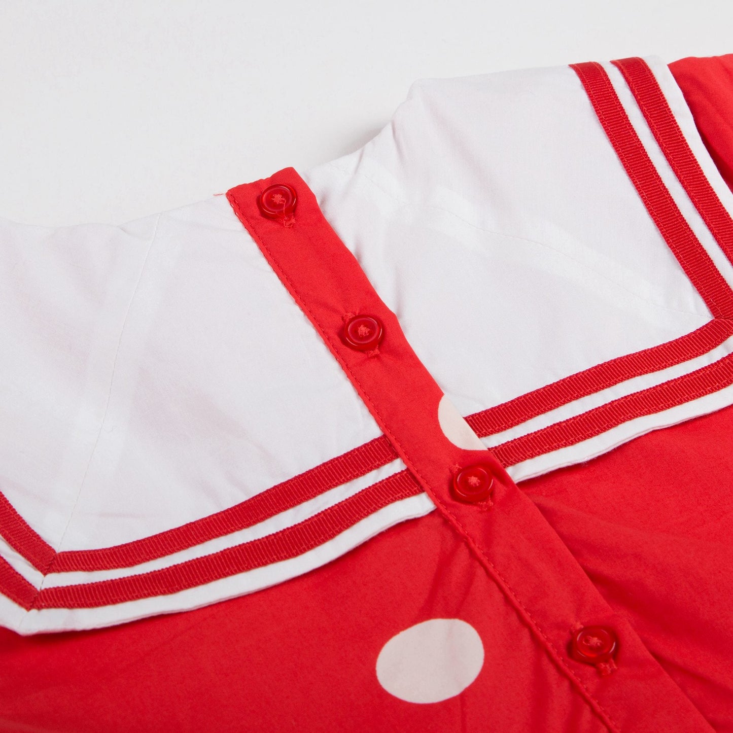 Girls Red Dot Woven Sailor Organic Cotton Dress