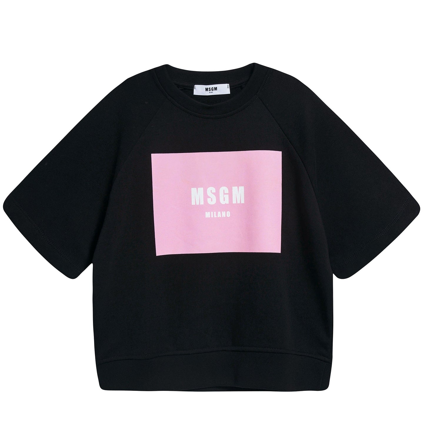 Girls Black Logo Cotton Over Swea T-shirt
