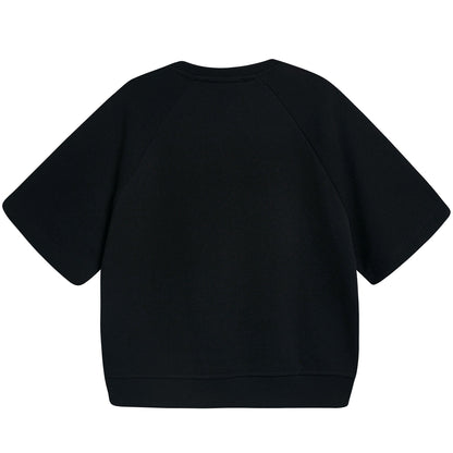 Girls Black Logo Cotton Over Swea T-shirt