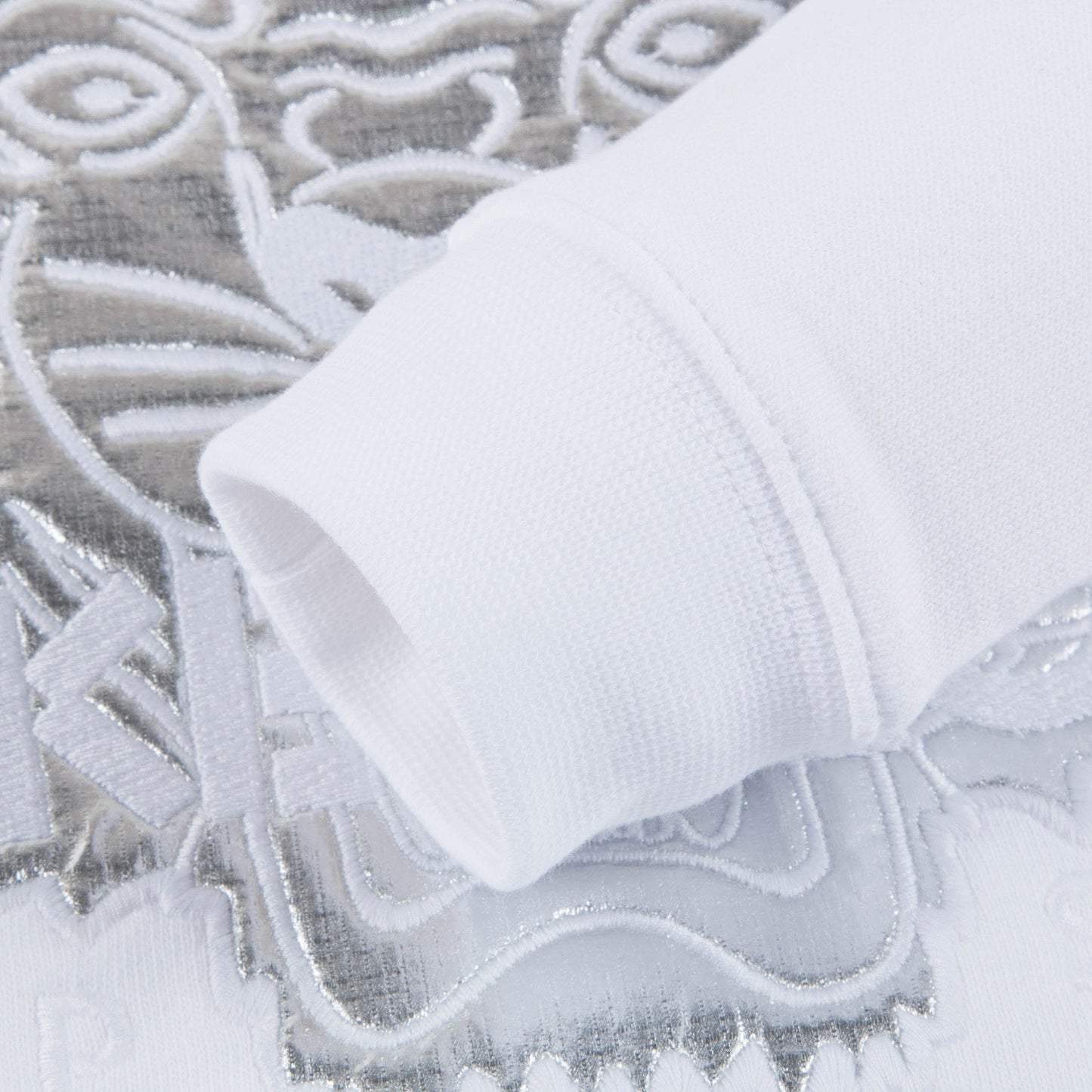 Girls White Tiger Printed Cotton Sweater