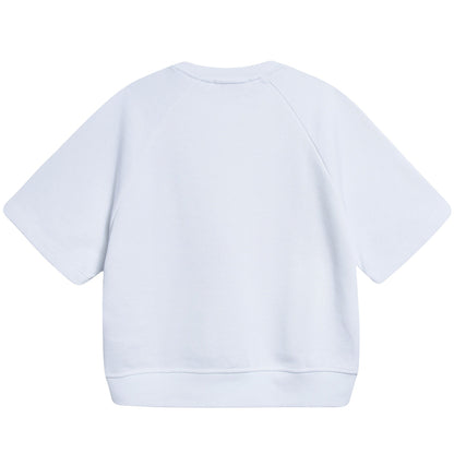 Girls White Logo Cotton Over Swea T-shirt