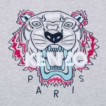 Girls Marl Grey Tiger Printed Cotton Sweater