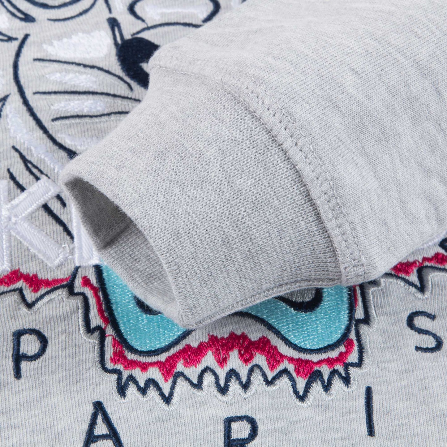 Girls Marl Grey Tiger Printed Cotton Sweater