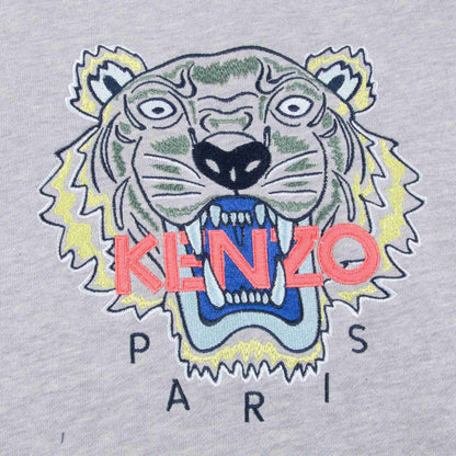 Boys Marl Grey Tiger Printed Cotton Sweater