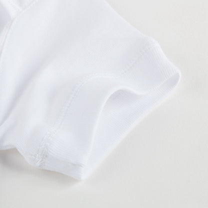 Baby White Cotton T-shirt With Check Pocket