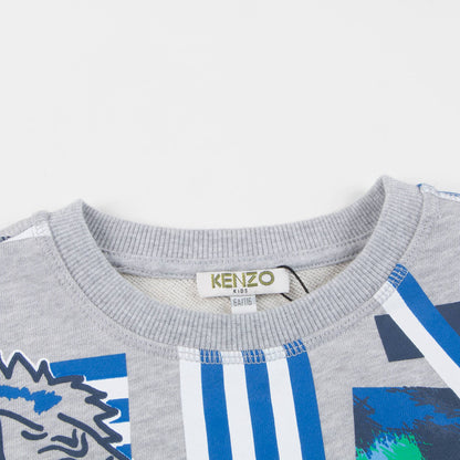 Boys Marl Grey Printed Cotton Sweater