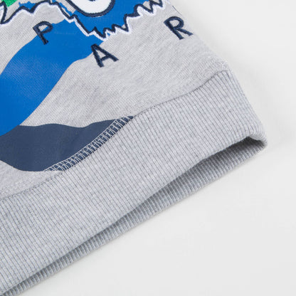 Boys Marl Grey Printed Cotton Sweater