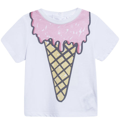Baby White Icecream Printed T-shirt