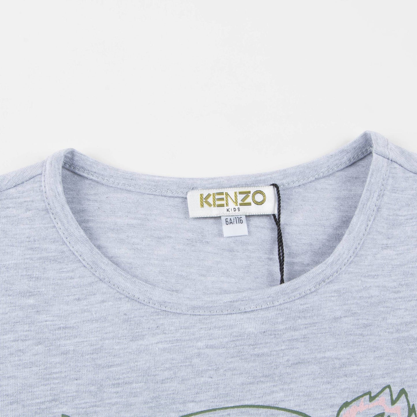 Girls Grey Tiger Printed Cotton T-shirt