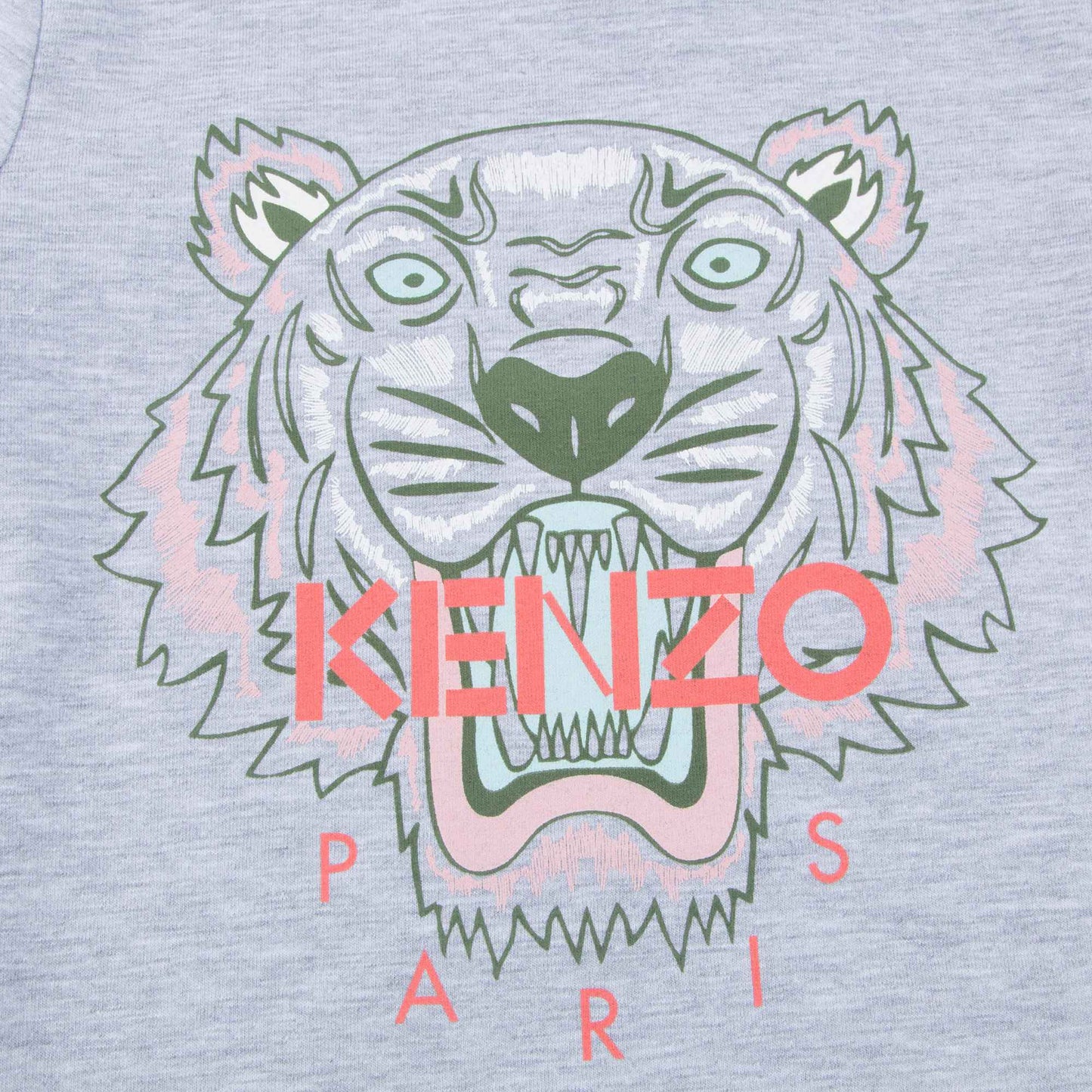 Girls Grey Tiger Printed Cotton T-shirt