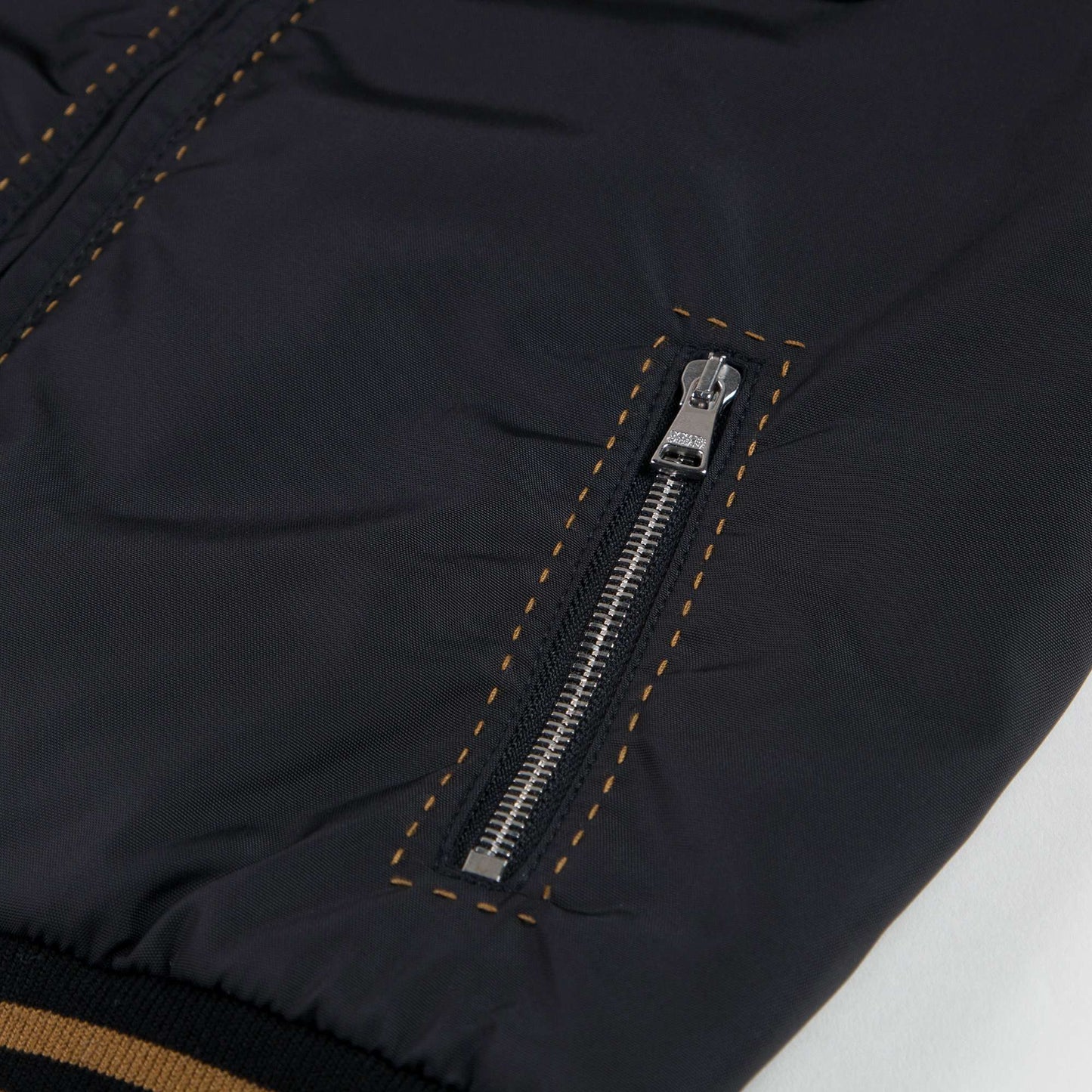 男童黑色&黄色条纹双面外套